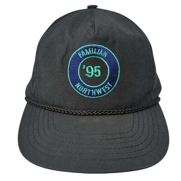 '95 Familian Northwest Streamline 5 Panel Cap Black One Size Adjustable d&D - Picture 1 of 9